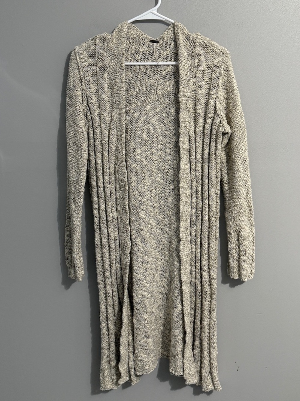Free People Sweater Womens M Linen Cotton Duster Cardigan Beachy Boho Open Knit